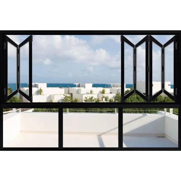 Exterior Facade Aluminum Alloy Glass Folding Bifold Windows And Doors Exposed Frame