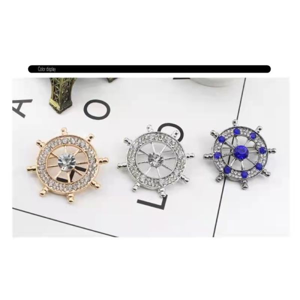 Round Rudde Fashion Brooch Pin Silver Inlaid Diamond Alloy Copper Material