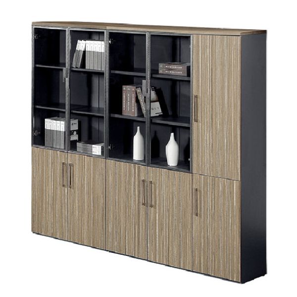Elegant Office Furniture File Cabinets Shine Finishing Panel Wood Style