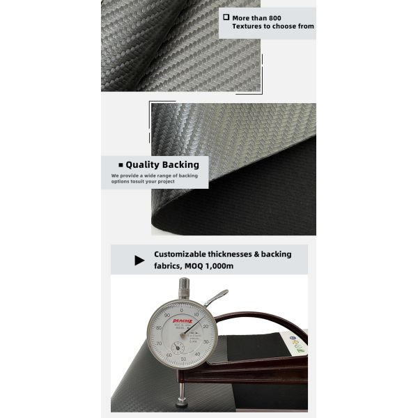 1.0mm Thick Carbon Fiber PVC Waterproof Embossed Faux Leather Upholstery Material for Furniture Car Bags Sofa