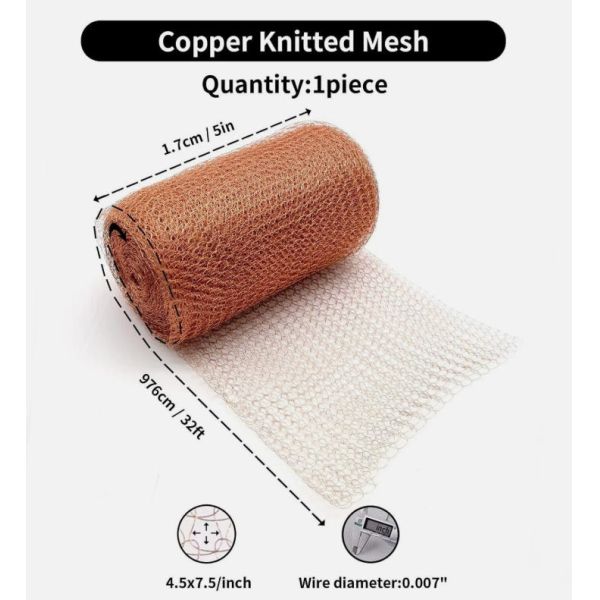 Copper Mesh 5inch x 32 feet Rust proof Copper Mesh Roll for Preventing Rodent