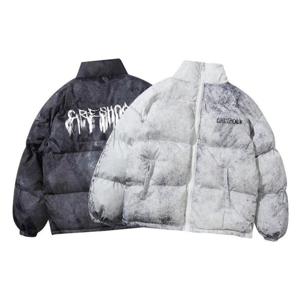 Waterproof Full Zip Puffer Jacket Mens Streetwear Bomber Puffer Jacket Men