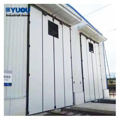 57mm Sandwich Panel Industrial Sliding Folding Doors 300W Bifold Fire Station Doors