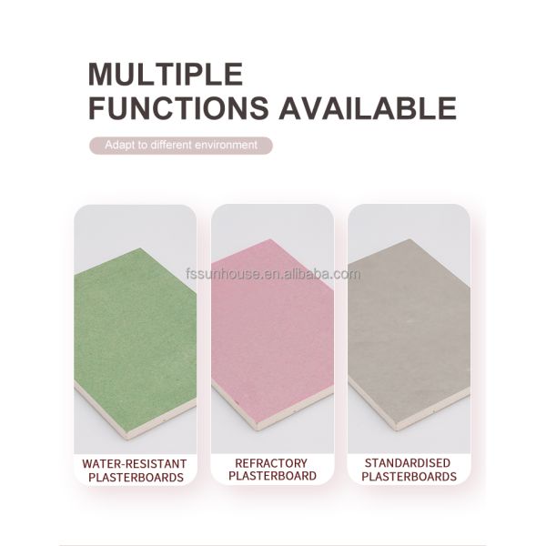 Placa de yeso impermeable de 12 mm 1220x2440 mm para paredes interiores