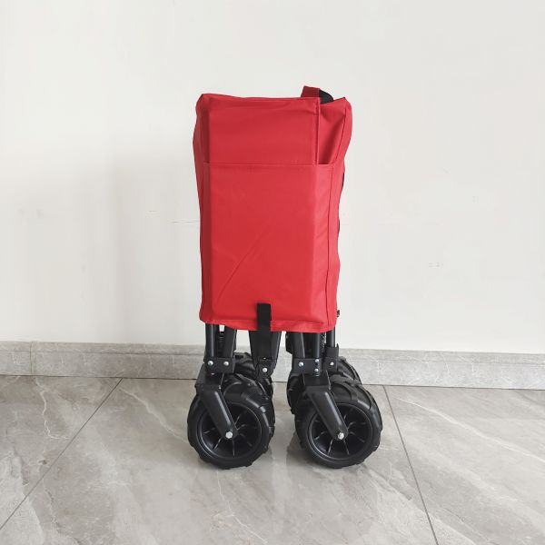 O-Type Adjustable Handle Folding Wagon Pu Wide Wheel Foldable Beach Camping Cart