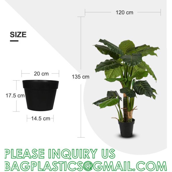 Fake Colocasia Esculenta, Plastic variegata artificial Taro, Subtropics Faux Swiss Cheese Plant For Home Garden Office