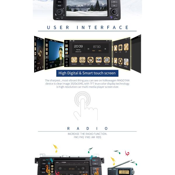 Android 8.1 PX6 BMW GPS DVD Player With AM FM MP4 MP3 Audio Player