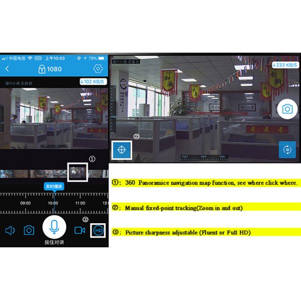 Mobile Remote Control P2P 1080P PTZ Camera With Infrared Night Vision