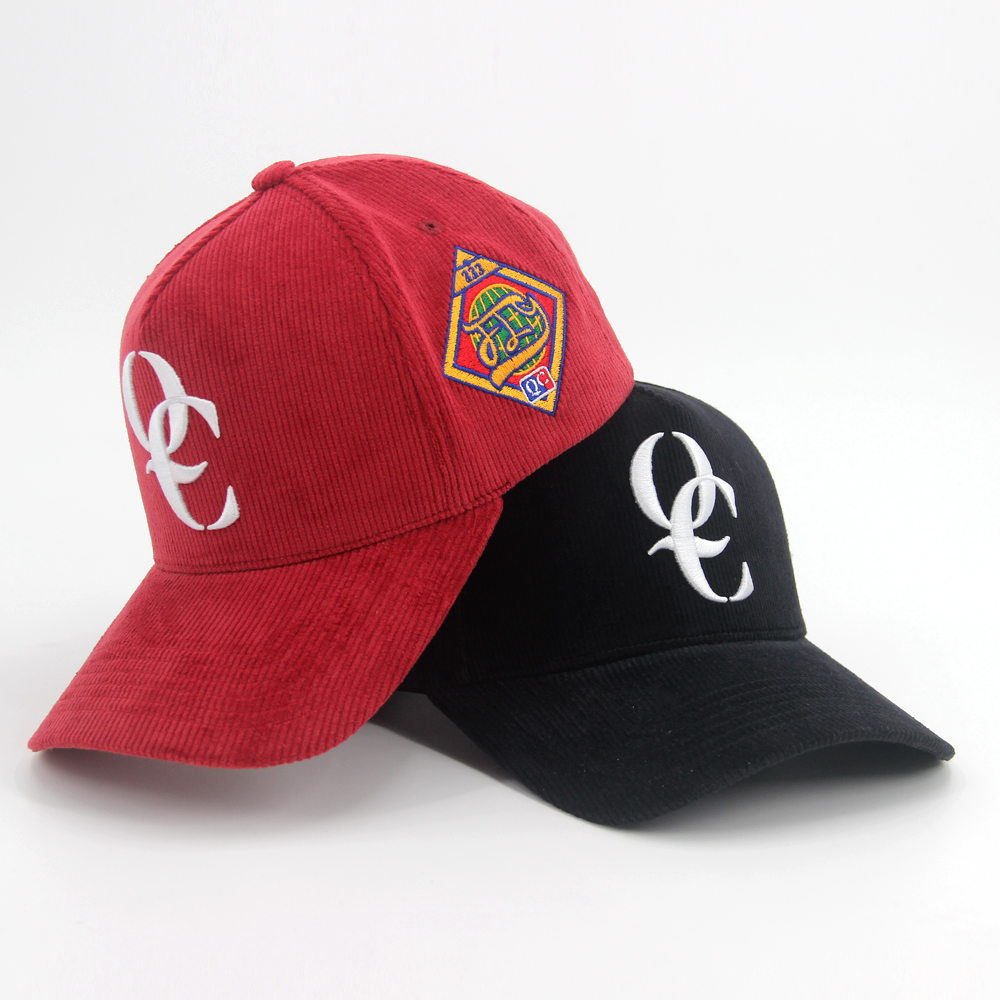 Customized Corduroy 5 Baseball Caps Panel Caps 3D Embroidered Structured Sports