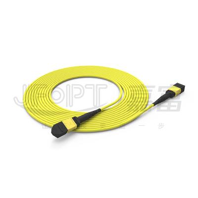 Bas jaune optique du mode unitaire OS2 LSZH de noyau du noyau 8 du câble 6 de tronc de fibre de la perte MPO-MPO