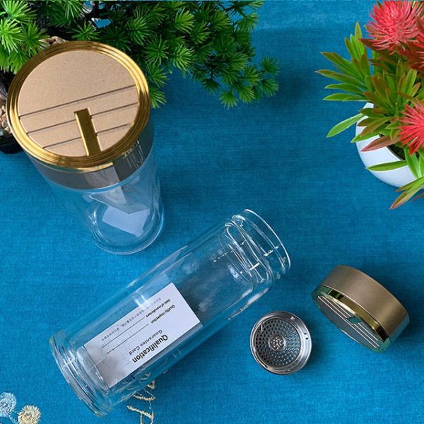 Innovative Drinkware High Borosilicate Double Glass Cup for Tea Separation in B2B