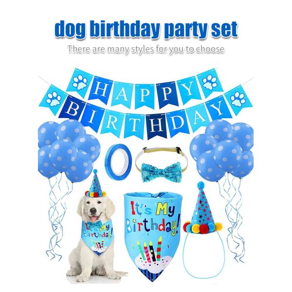 Fournitures pour la fête d'anniversaire du chien Tirez le chapeau du drapeau et plus Préparez-vous à célébrer