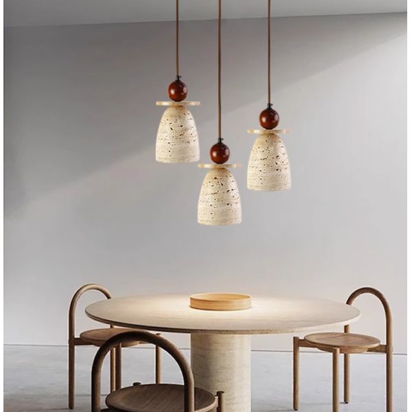 Yellow travertine wooden pendant lamp bedroom for home decorator interior stone pendant lamp