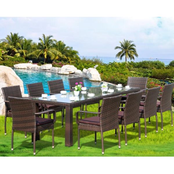 Modern Poly Rattan Aluminium Outdoor Garden wicker chair patio Backyard table and chairs sets