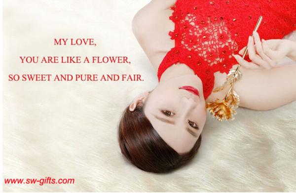 Creative Valentine's day craft Birthday wedding gift 24k gold foil plated rose lover's Gold