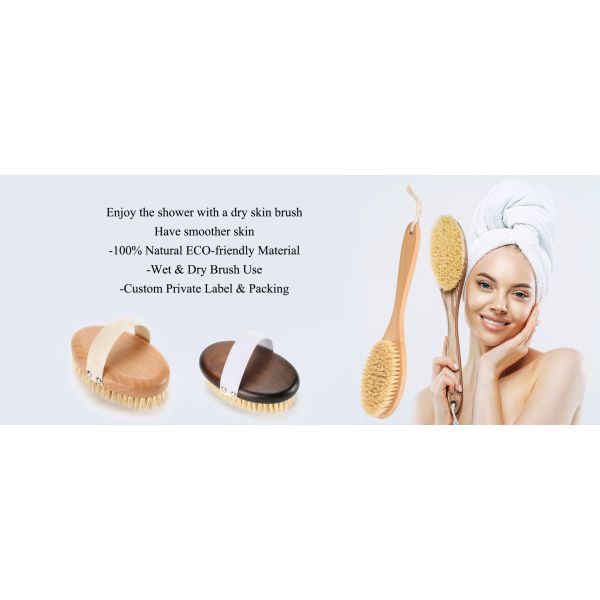 Vegan Sisal Body Dry Brush Boar Bristle Bath Brush Skin Exfoliation