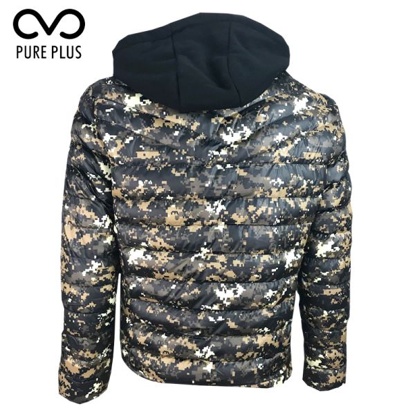 Wind Proof Mens Light Padded Jacket / Winter Warm Mens Jacket Detachable Hood