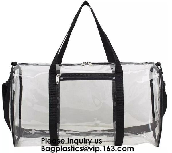 Clear Duffel Gym Bag Transparent PVC Carry Bag With Shoulder Strap,Cosmetic Carry Bag Magnet Pockets Detachable Shoulder