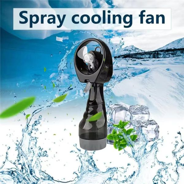 Battery Powered Summer Outdoor Travel Hand Held Standing Mini Portable Water Mist Spray Bottle Cooling Fan with Water Tank
