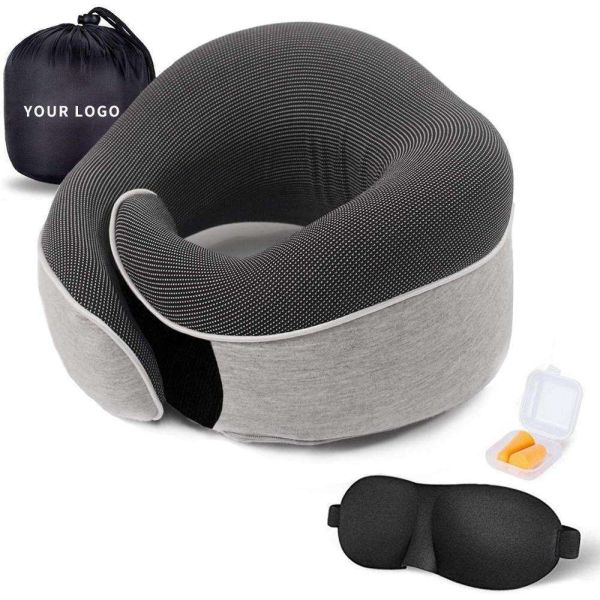 Memory Foam Eye Mask and Neck Rest Cushion Set Portable Cooling U Design Travel Pillow