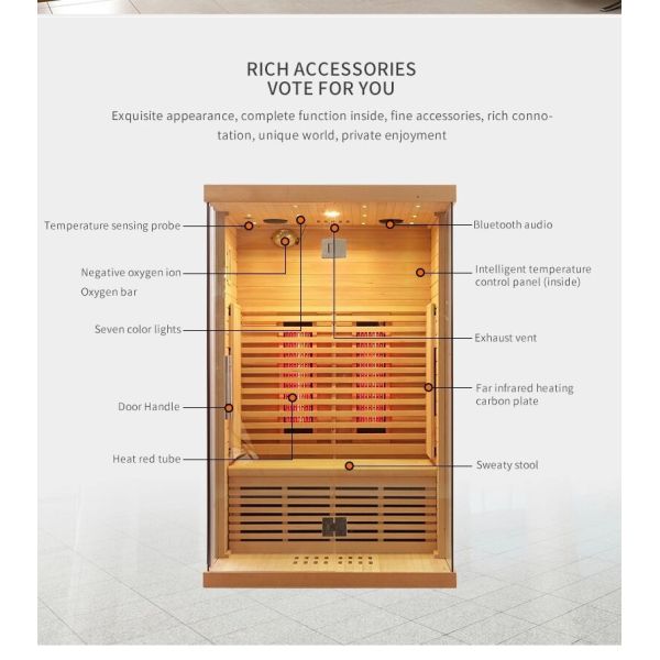 Carbon Fiber Heater Hemlock Far Infrared Sauna 2 Person Size Sauna Room