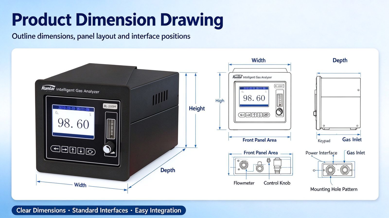 Portable Oxygen O2 Gas Analyzer 3D Ion Flow Technology Digital LCD Display Fast Response Metal Sound
