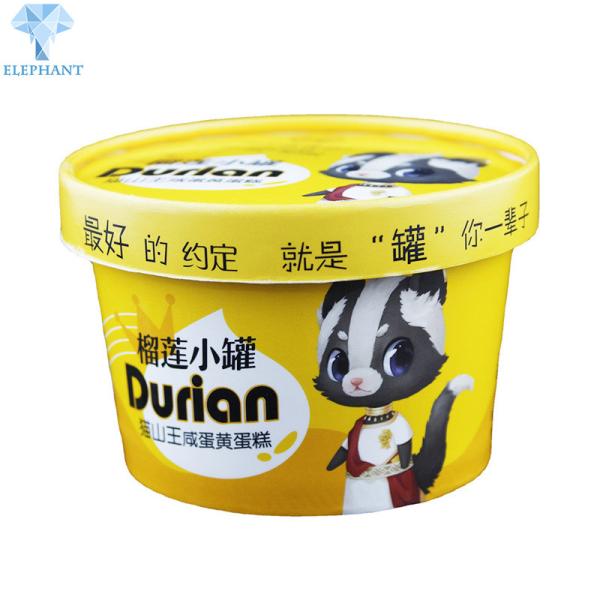 PE Paper 6Oz Frappe Individual Ice Cream Cups With Wooden Spoons