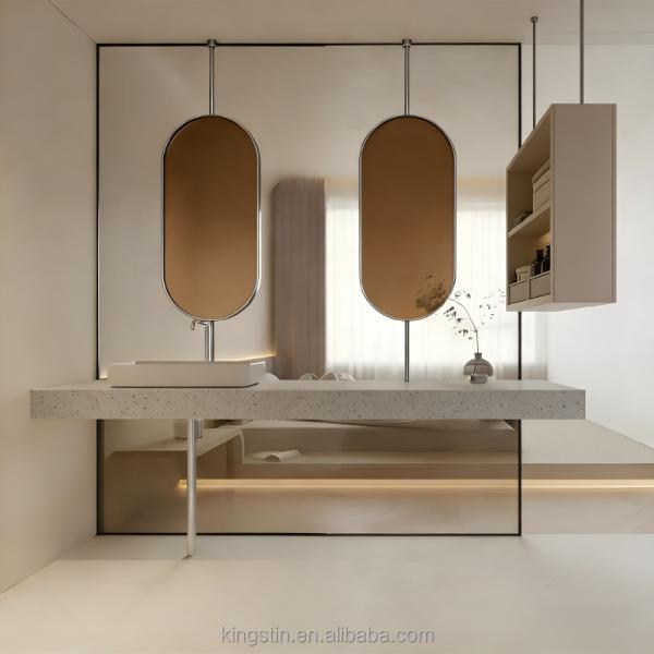 Kingstin Nordic Style Suspender Runway Style Back Illuminated Hotel Bathroom Mirror Ceiling Suspended Mirror