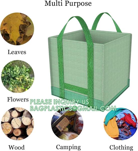 Heavy Duty Home and Yard Waste Bag 48-Gallon Woven Polypropylene, Reusable Lawn and Leaf Garden Bag with Reinforced