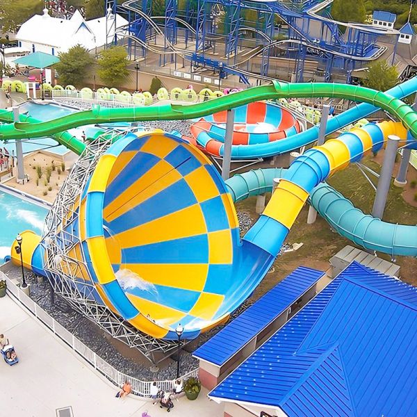 Commercial Water Slide Giant Horn Raft Water Slide 4-Person Raft FRP 304 Stainless Steel 12-Year Warranty