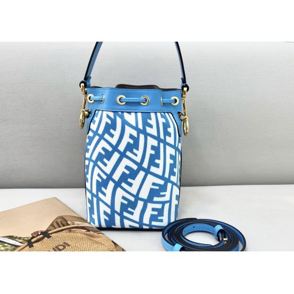 3D Effect Blue Bucket Bag , Psychedelic Crossbody Bucket Bag