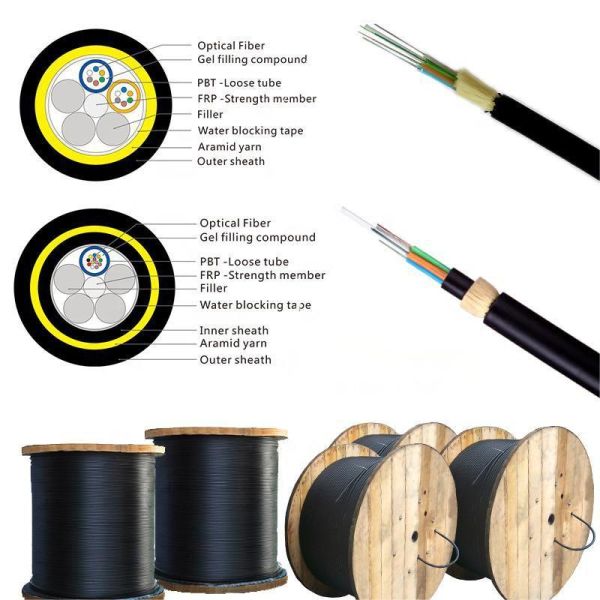 Fibra óptica ADSS Cables aéreos de fibra óptica doble cubierta 100m 120m 200m Span 8 12 24 48 72 96 Cable de fibra óptica de núcleo Proveedor