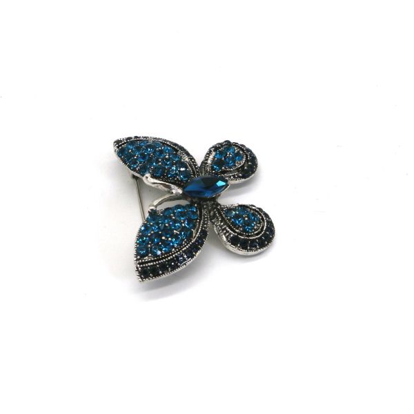 Green Alloy Fashion Brooch Pin , Butterfly Diamond Brooch 2.8cm Height