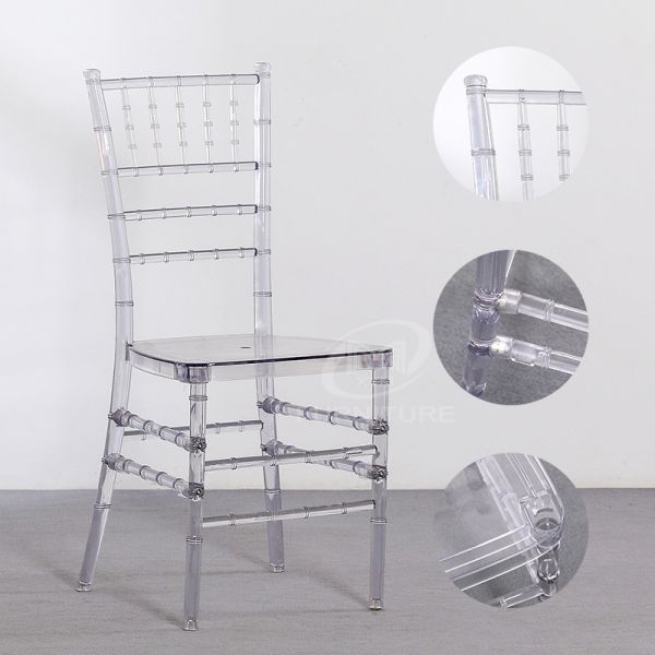 Modern Stacking Crystal Wedding Chiavari Chair Clear Resin Acrylic Napoleon Chair
