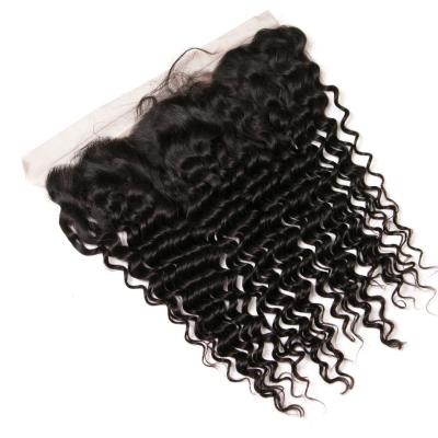 Fechamento do laço do cabelo humano 13x4 de Brazalian, orelha à densidade do fechamento 130% da parte dianteira do laço da orelha