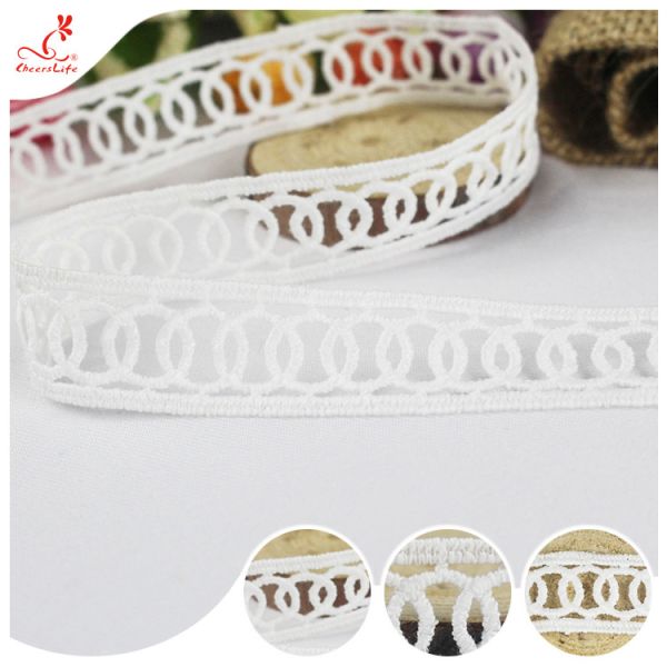 Fashion Water Soluble Bilateral Polyester Lace Trims Edge Ribbon For Home Textiles