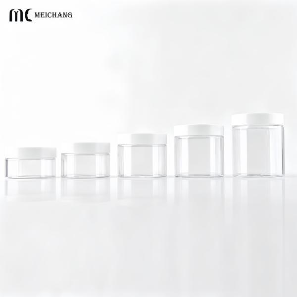 100g-250g Biodegradable Bamboo Texture Lid Wide-Mouth Cream Jar Eco-Friendly PETG Recyclable Container for Organic Herbal Skincare Cream(MC-P-553)