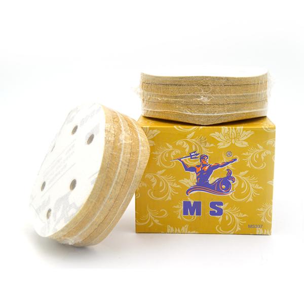 5 Inch Yellow 6 Holes Automotive Sanding Discs Hook Loop Sanding Disc P120 P600