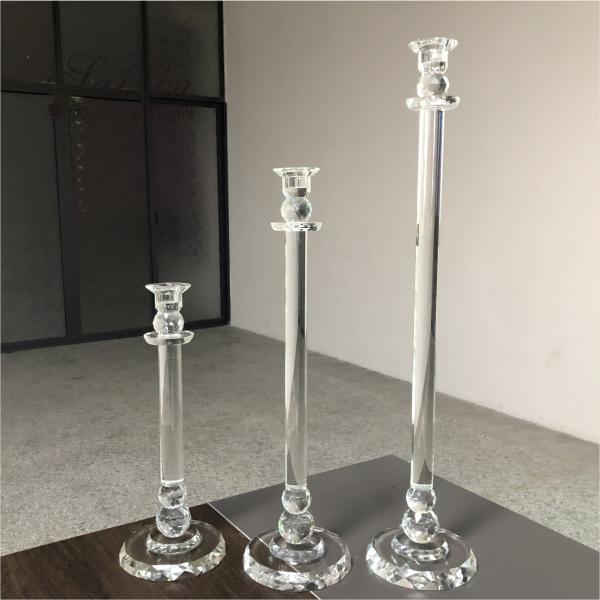 Saixin Wholesale luxury 3 pieces single crystal candle holders for wedding decor