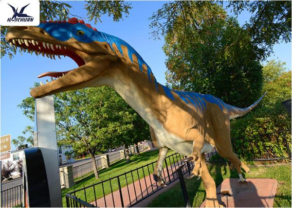 Neck Turning / Tail Moving Fiberglass Outdoor Dinosaur Anti - High Temperature