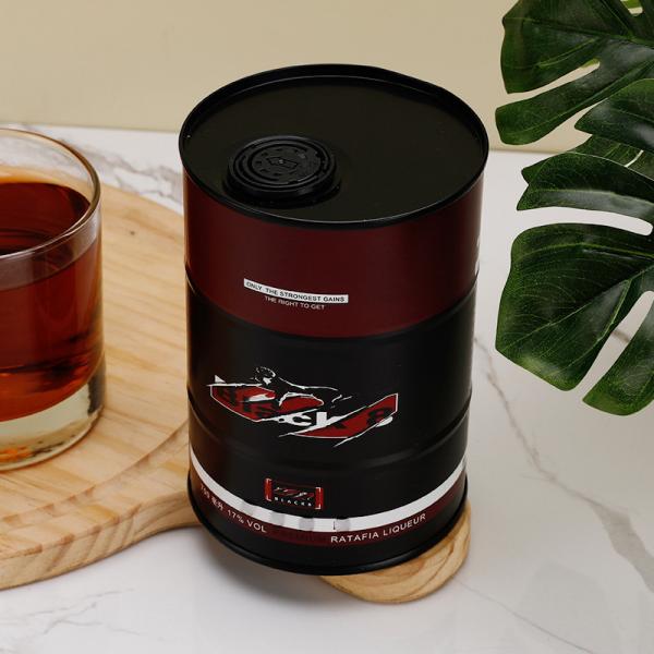 PMS Printing 750ml Alcohol Tin Barrel CMYK  For Whiskey Cocktail Vodka