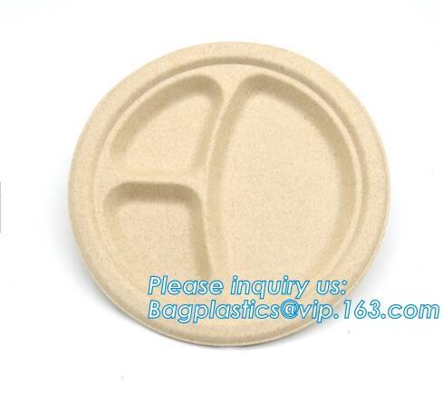 Biodegradable plate food grade green sugarcane bagasse plate,10 sugarcane ecofriendly disposable oval plate bagease pac
