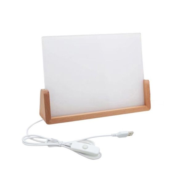 U Shaped Acrylic Sublimation Led Photo Frame With Wooden Base Photo Printing Picture Frame Blanks