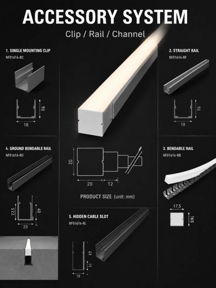 20x20mm Wide Front Emitting Silicone LED Strip Lights 120LED/M 9.5W For Building Lighting