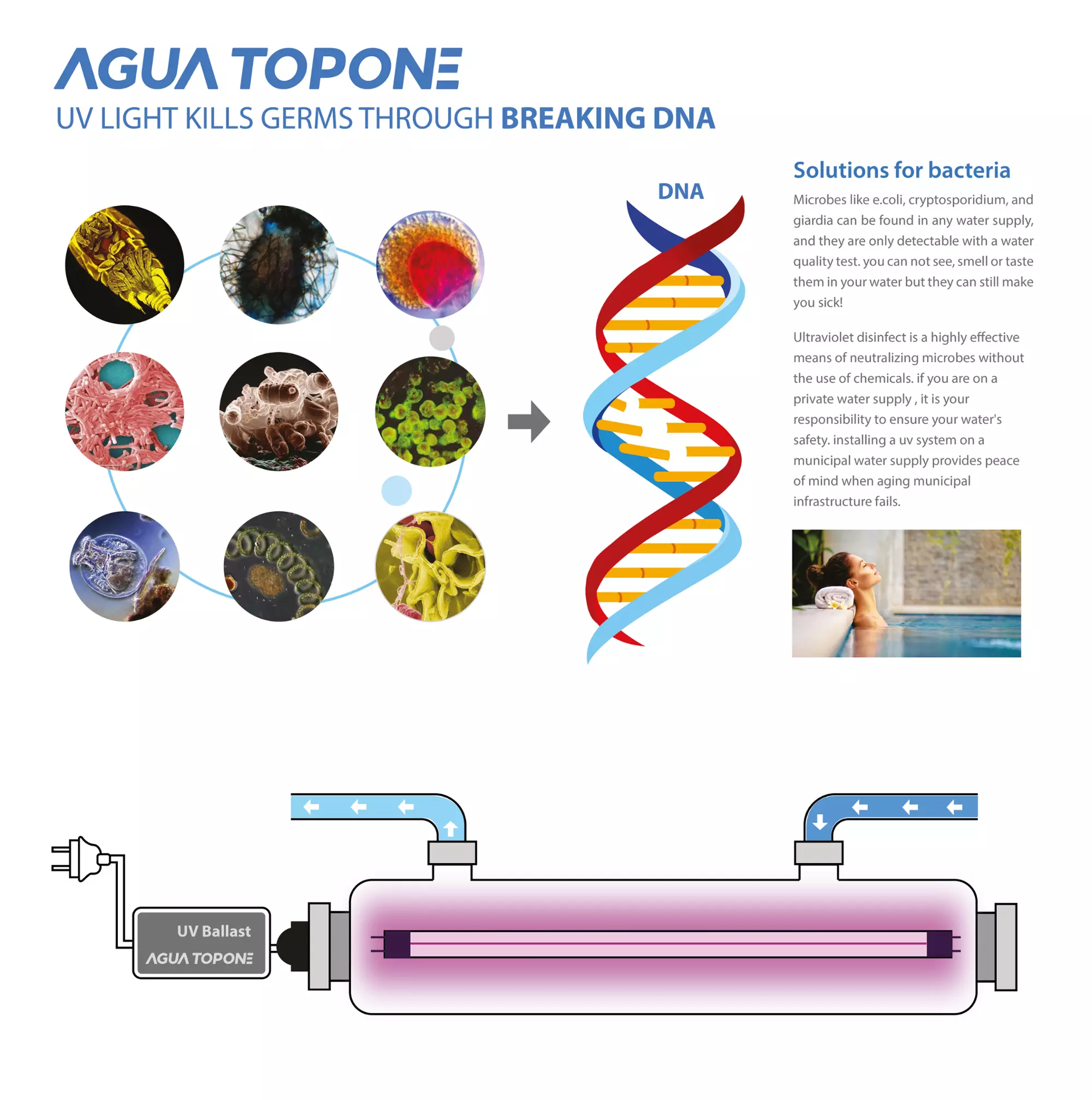 0.5T/H 12w UV Lamp Ultraviolet Sterilizer Water Treatment