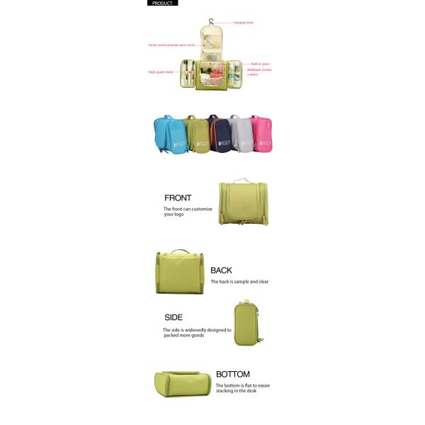 Heavy Duty Hanging Cosmetic Bag Polyester Travel Toiletry Bag Makeup Waterproof