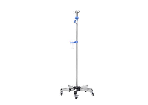 Mobile Stainless Steel IV Poles With Five Leg Base Four Hooks