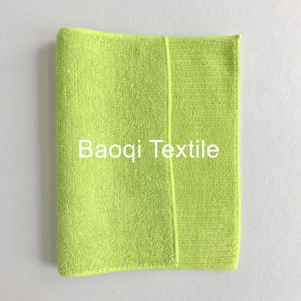Green 2 layersthick twist solid microfiber dish rags， tea towels wipes,single side kitchen cleaning rags size 40*40cm