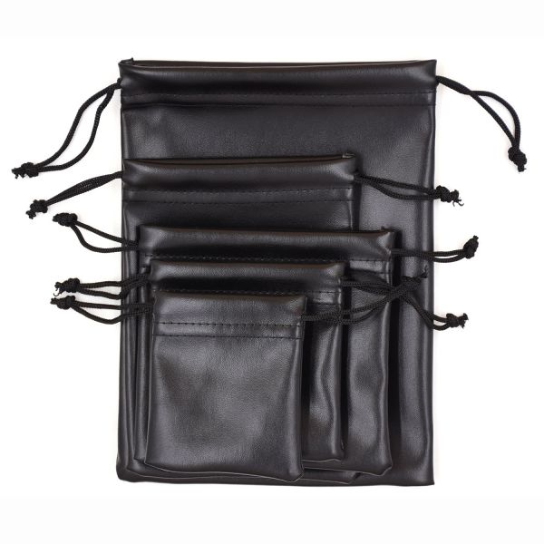 Medium Size Custom Logo PU Leather Jewelry Pouch Drawstring Bag for High Class Storage