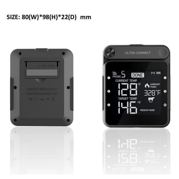 Smart Digital WiFi Remote Bluetooth Meat Thermometer With Magnet Typec Rech